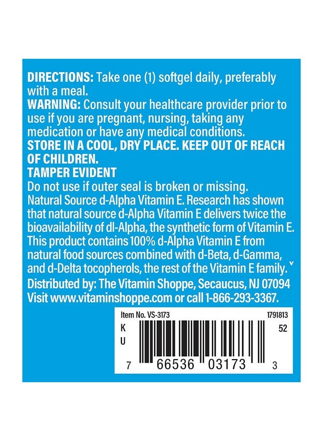 The Vitamin Shoppe Vitamin E 1,000IU - Natural Source, Supports Healthy Cardiovascular System, Immune Health & Eye Health - Once Daily (60 Softgels) - Image 5