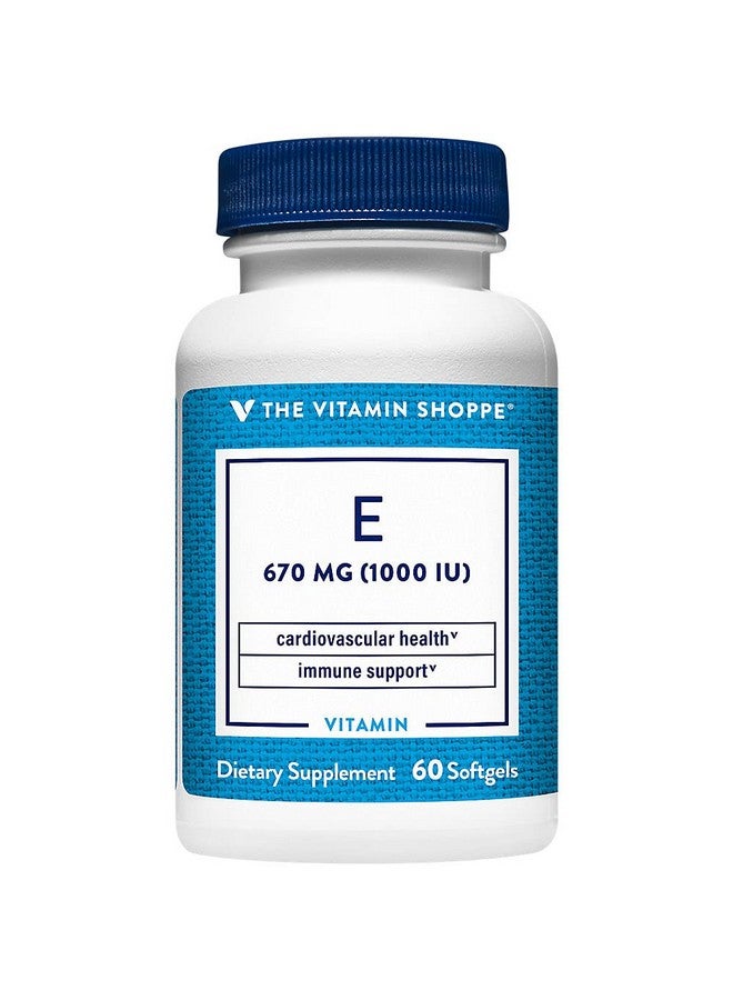 The Vitamin Shoppe Vitamin E 1,000IU - Natural Source, Supports Healthy Cardiovascular System, Immune Health & Eye Health - Once Daily (60 Softgels) - Image 1