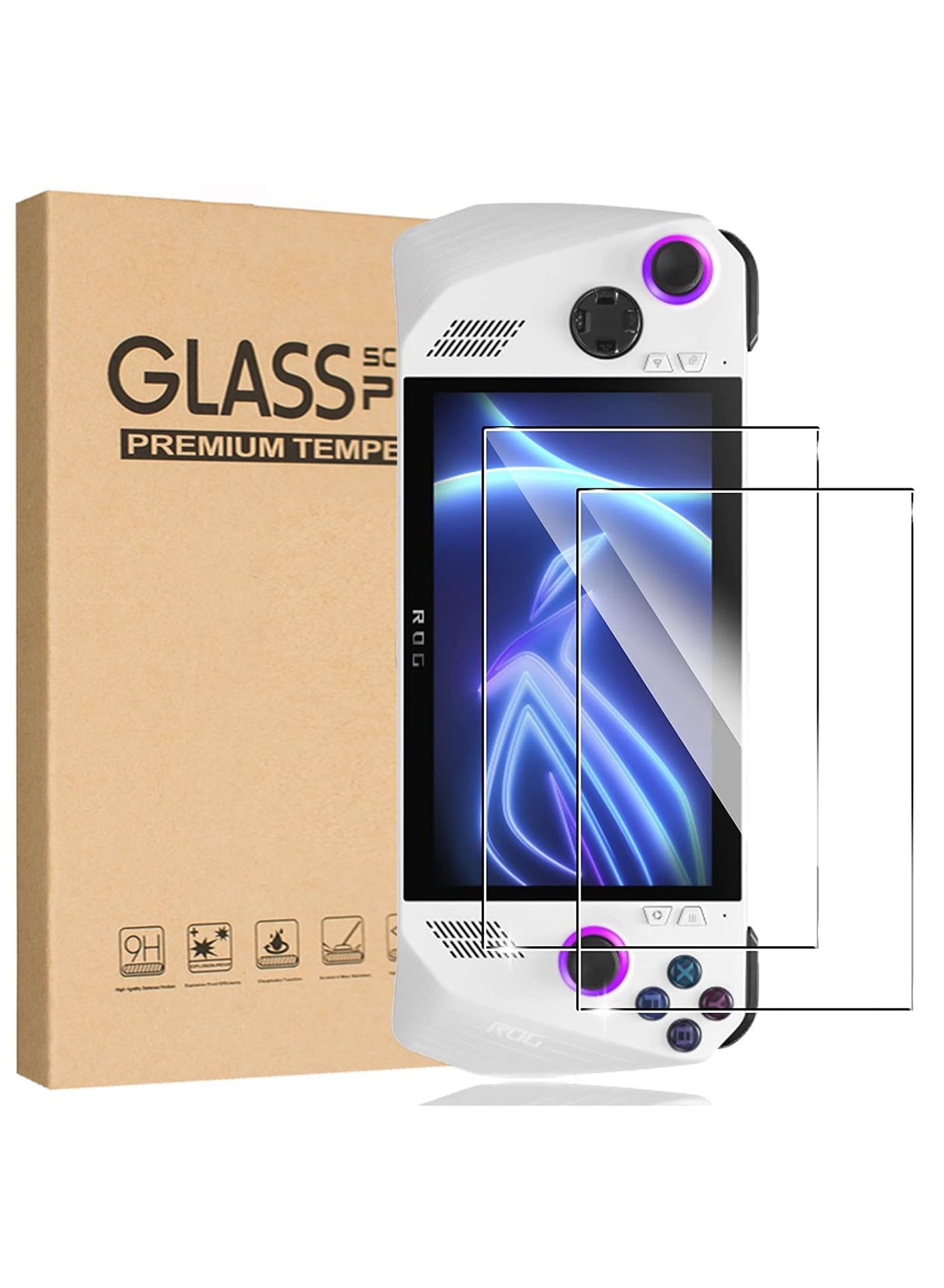 Screen Protector Glass for ASUS ROG Ally X Handheld 7 Inch 2024 Premium 9H Tempered Glass Screen Protector (2 Pack)