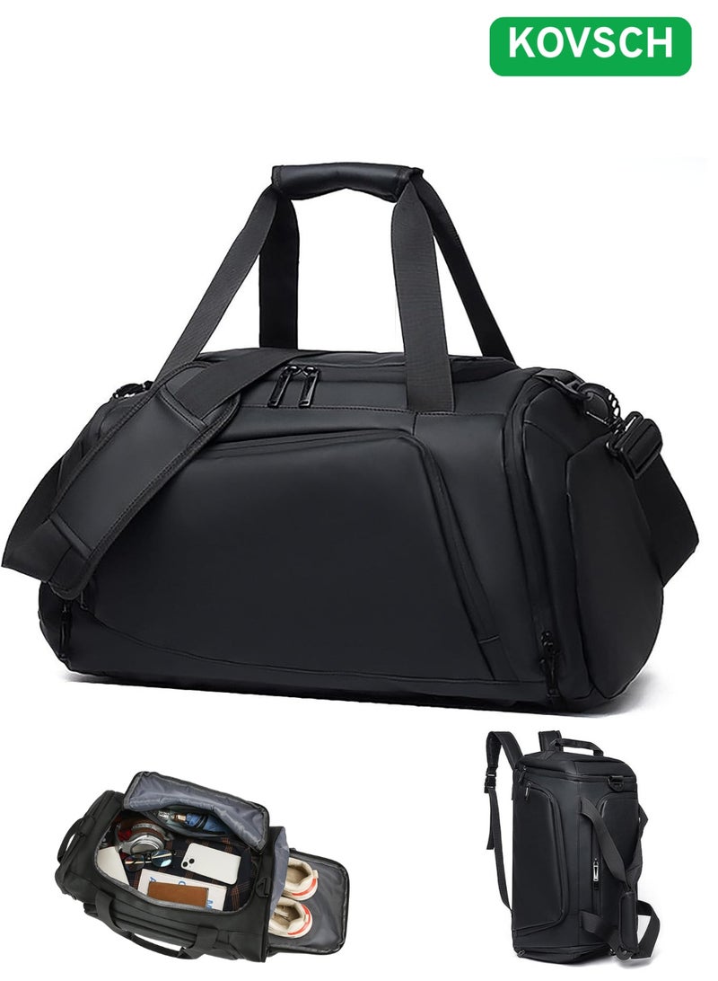 Gym Bag Unisex Large Capacity Duffel Bag 2-in-1 Carry Modes Waterproof Duffle Bag Outdoor Sports Portable Fitness Bag Dry and Wet Separation Shoulder Bag with Independent Shoe Compartment Suitable for Short-Distance Travel for Men Women Multi-occasion Application of Sports Bag,black - Image 1