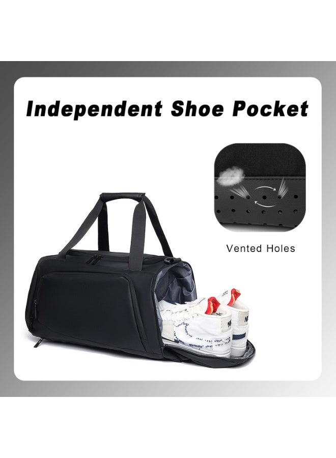 Gym Bag Unisex Large Capacity Duffel Bag 2-in-1 Carry Modes Waterproof Duffle Bag Outdoor Sports Portable Fitness Bag Dry and Wet Separation Shoulder Bag with Independent Shoe Compartment Suitable for Short-Distance Travel for Men Women Multi-occasion Application of Sports Bag,black - Image 4