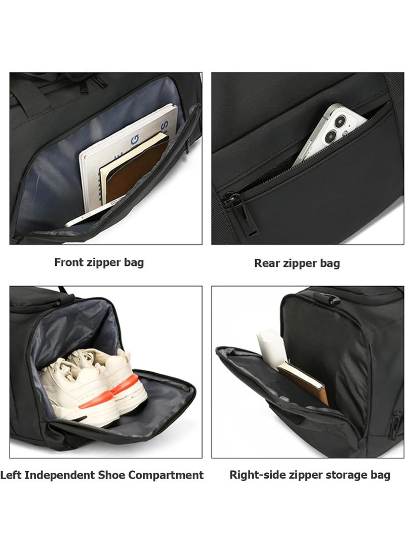 Gym Bag Unisex Large Capacity Duffel Bag 2-in-1 Carry Modes Waterproof Duffle Bag Outdoor Sports Portable Fitness Bag Dry and Wet Separation Shoulder Bag with Independent Shoe Compartment Suitable for Short-Distance Travel for Men Women Multi-occasion Application of Sports Bag,black - Image 2