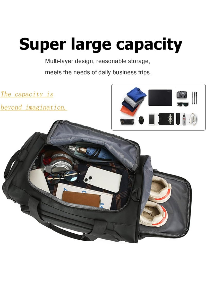 Gym Bag Unisex Large Capacity Duffel Bag 2-in-1 Carry Modes Waterproof Duffle Bag Outdoor Sports Portable Fitness Bag Dry and Wet Separation Shoulder Bag with Independent Shoe Compartment Suitable for Short-Distance Travel for Men Women Multi-occasion Application of Sports Bag,black - Image 5