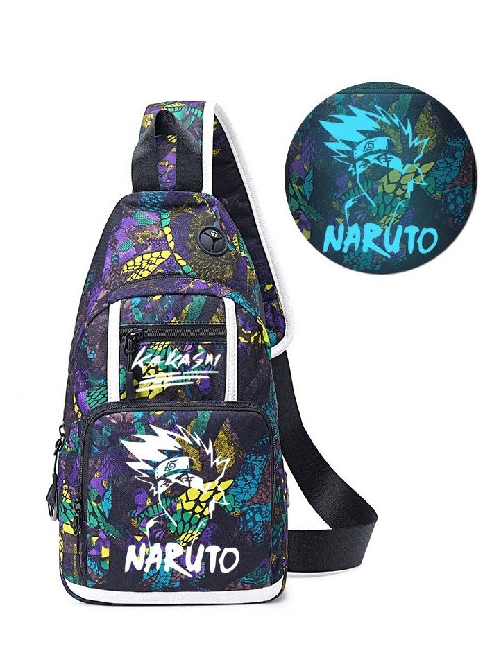 Naruto Chest Bag Men's Cross-body Small Backpack Shoulder Bag Luminous Cross-body Bag 