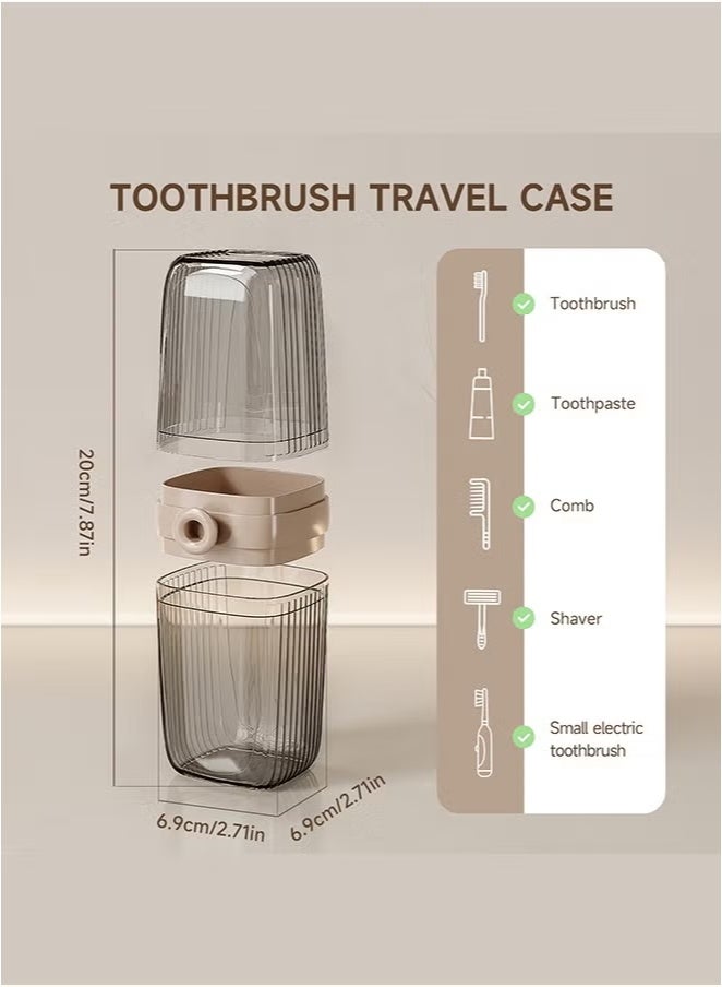 bdo BDO Travel Toothbrush Case, 2 in 1 Dustproof Toothbrush Cover and Rinse Cup, Large Capacity Toothbrush Cup, Portable Storage Container for Business, Camping, School, Trip  - Image 2
