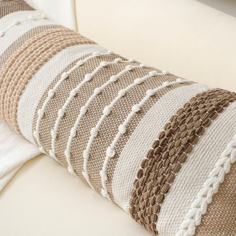 BlissBlush Brown Decorative Lumbar Pillow Cover 14x36 Boho Long Body Pillow for Bed Farmhouse Lumbar Throw Pillow for Couch Modern Accent Textured Throw Pillowcase - Image 3