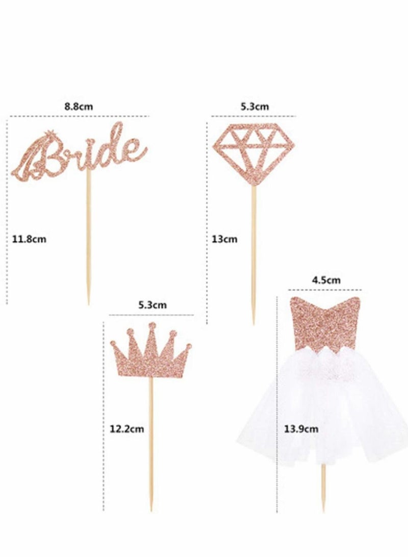 Y&D 12pcs Rose Gold Diamond Ring Wedding Crown Cupcake Toppers bride to be Cake Topper for Bridal Shower Birthday Party Decor  - Image 3