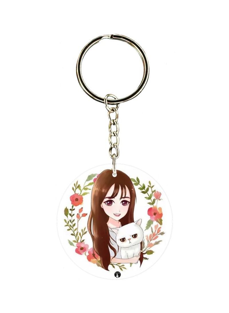 Cartoon Printed Double Sided Keychain
