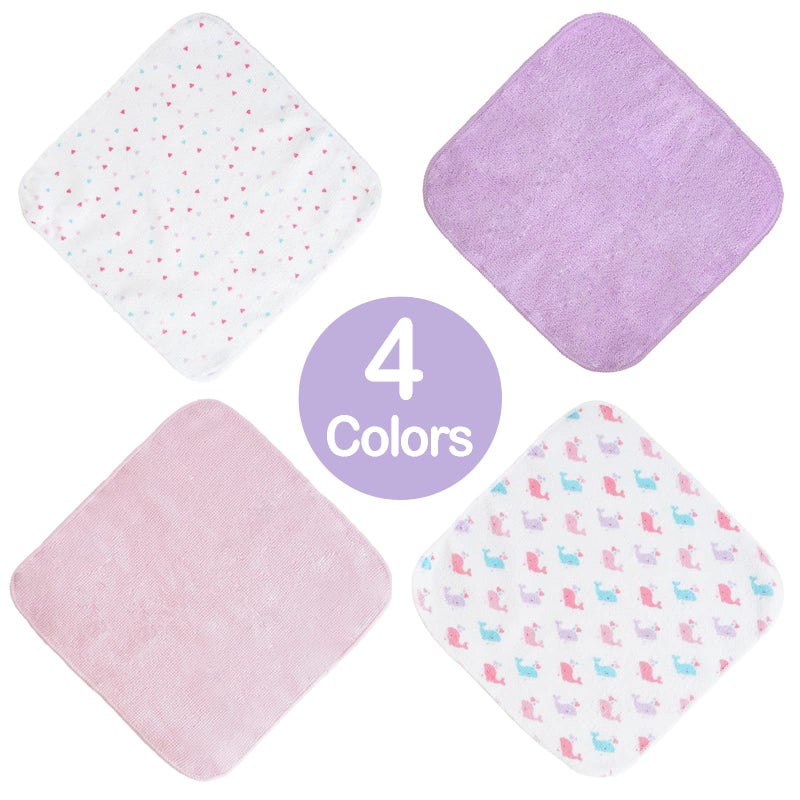 softan Baby Washcloths, 24Pack Baby Wash Cloths Extra Soft & Ultra Absorbent, Baby Towels and Washcloths Face Towel Unisex for Boys Girls Body, Washclothes Gentle on Sensitive Skin, 9x9 Pink Whale - Image 4