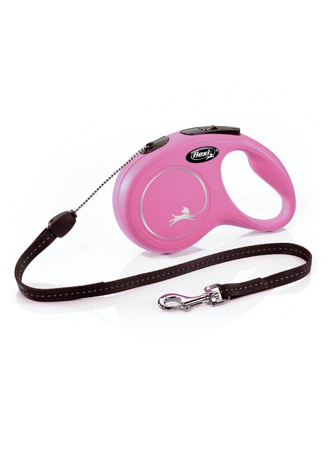 فلكسي مقود فليكسي نيو كلاسيك القابل للسحب للكلاب الصغيرة حتى وزن 26 رطلاً - 16 قدماً، وردي | مقود مانع للتشابك للمشي مع فرامل بيد واحدة، وإيقاف مؤقت، وقفل | منتج ألماني عالي الجودة - Image 1