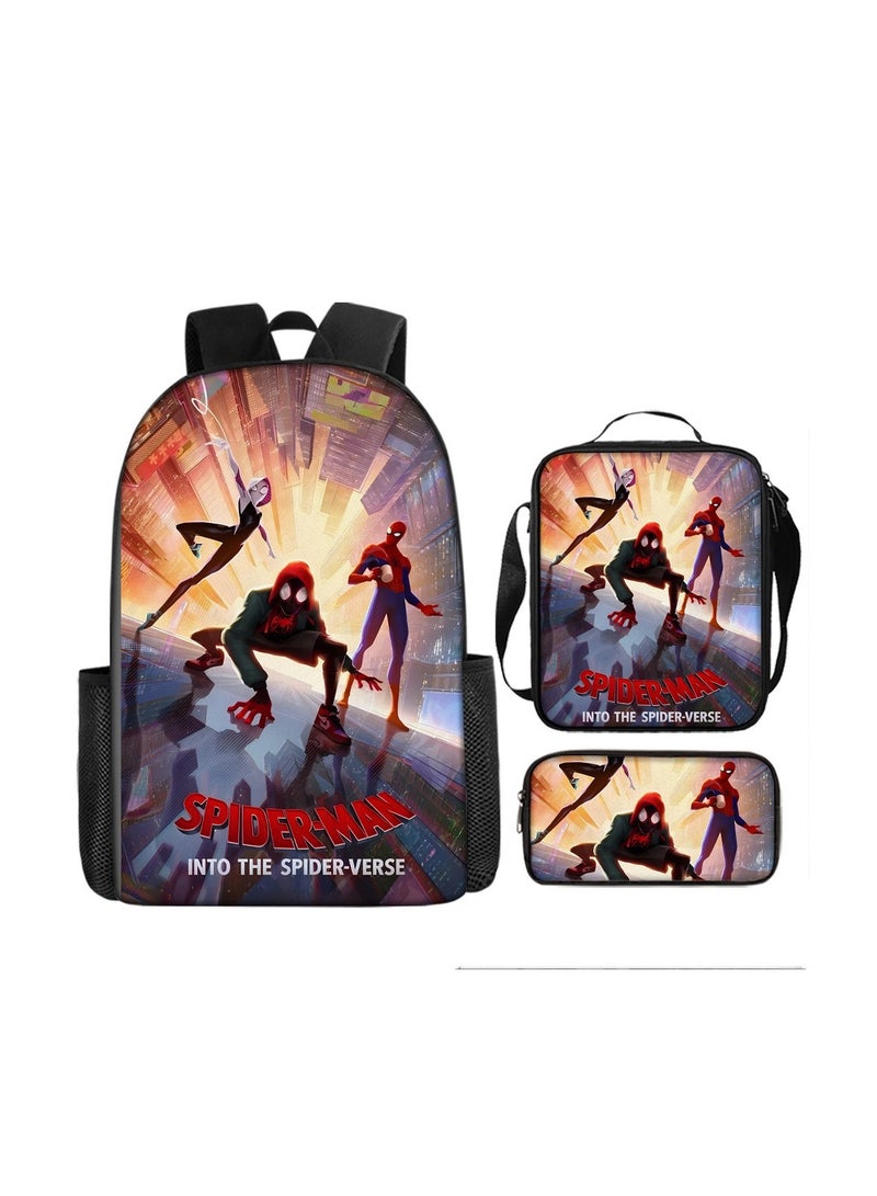 Backpacker Spider-Man Cartoon Digital Printing Children's Student School Bag Backpack 29*16*42CM + Shoulder Bag 19*6*23CM + Pencil Case 24*7*11CM Three-piece Set - Image 1