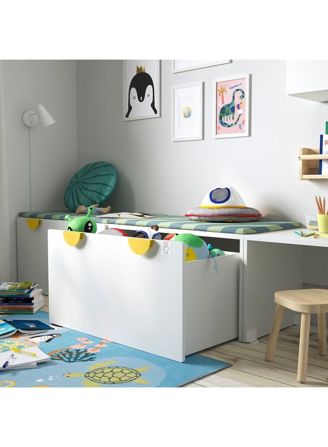 Zaboon Bench with toy storage, white/white, 90x52x48 cm - Image 3