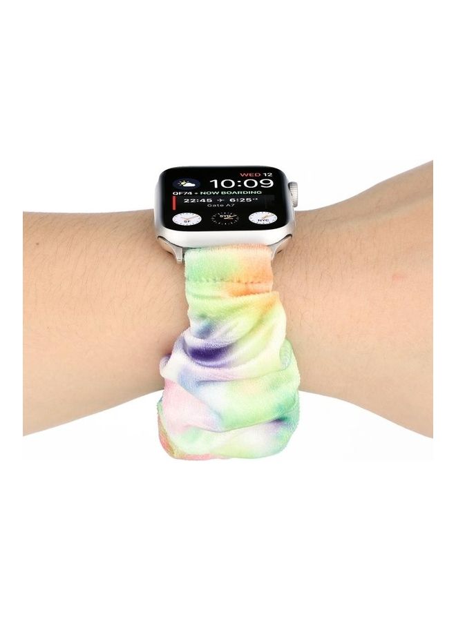 NIBEMINENT Flannel Hair Ring Replacement Strap Watchband For Apple Watch Series 7/6/SE/5/4/3/2/1 45/44/42mm Multicolour - Image 5