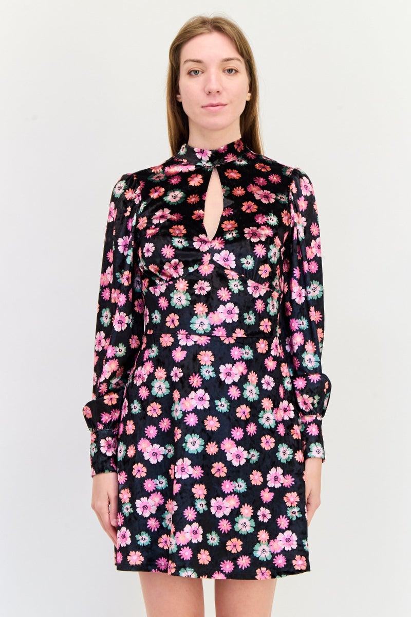 Reserved Women Floral Print Mini Dress, Multicolor - Image 1