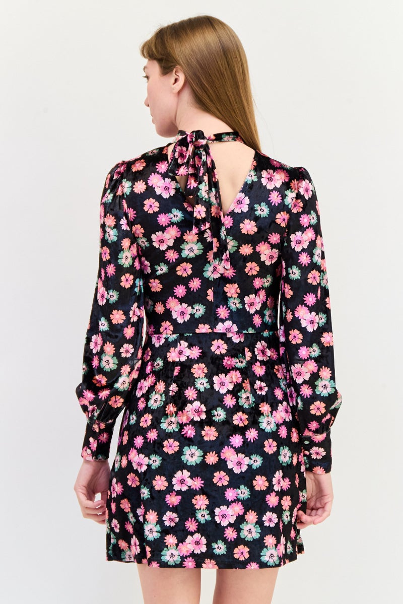 Reserved Women Floral Print Mini Dress, Multicolor - Image 3