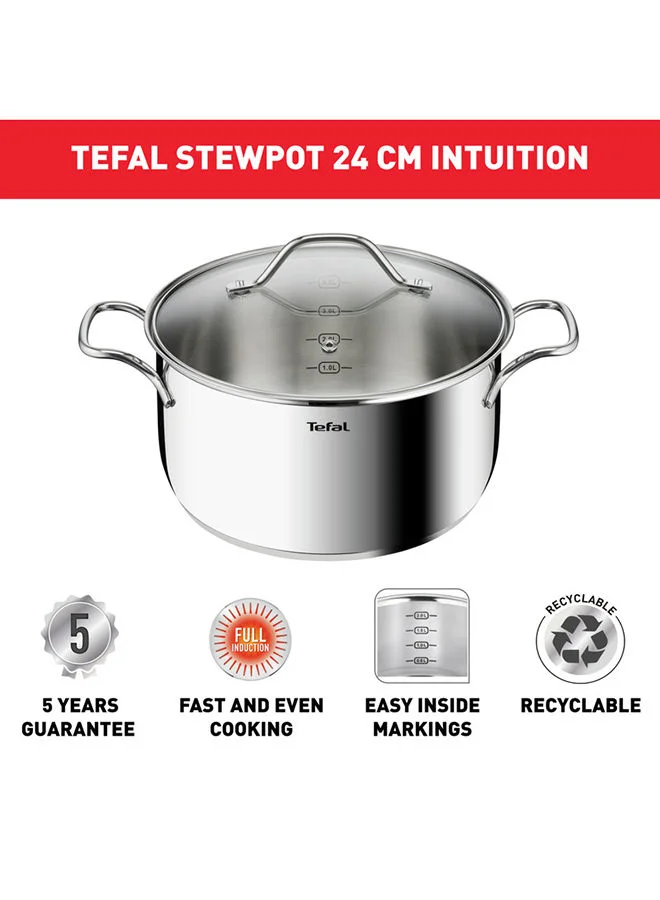 Tefal Intuition 24 cm Casserole Premium Stainless Steel 18/10 4.9 L Induction