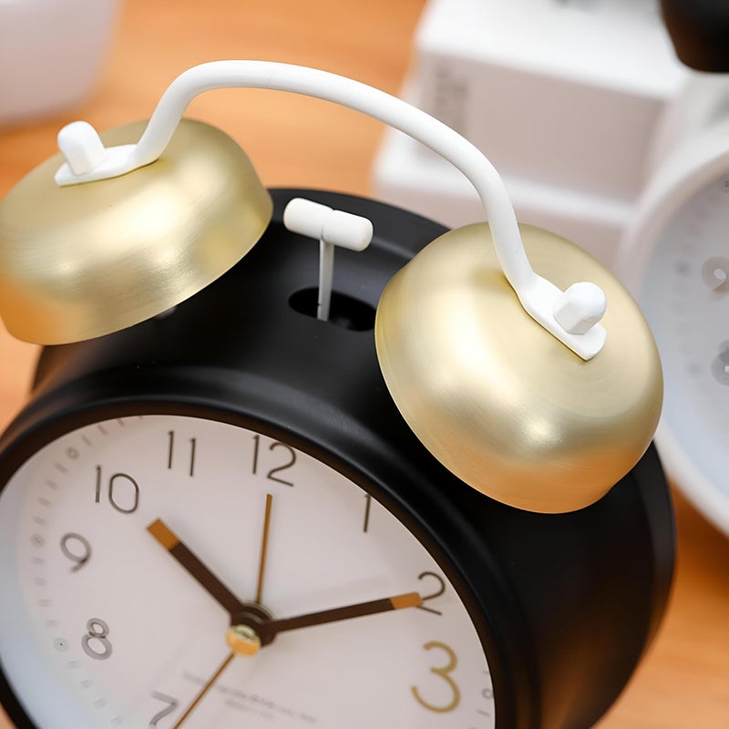Alarm Clock - Stylish modern vintage metal bedside clock, loud bell for morning wake-up, decorative desktop piece, with night light, size 15x10 cm, perfect for sleeping spaces (option 3) - Image 3