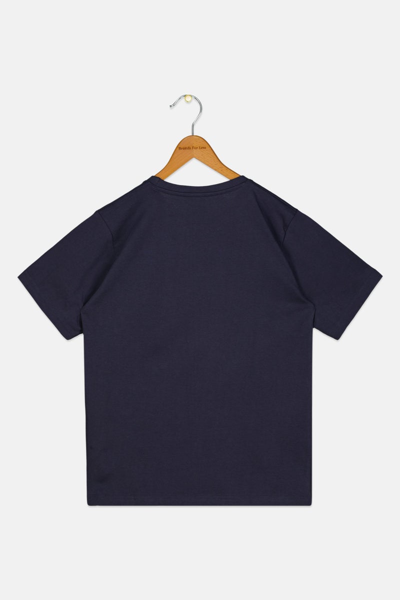 Reebok Kids Boy Sportswear Brand Logo Short Sleeve Outdoor T-Shirts, Navy - Image 2