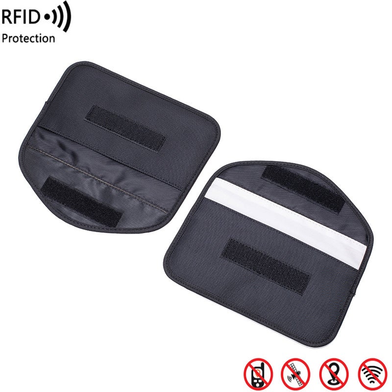 New foreign trade Oxford cloth anti-radiation package shooting car key bag 6.5 inch machine interest RFID mobile phone signal shielding bag Lining white - Image 3