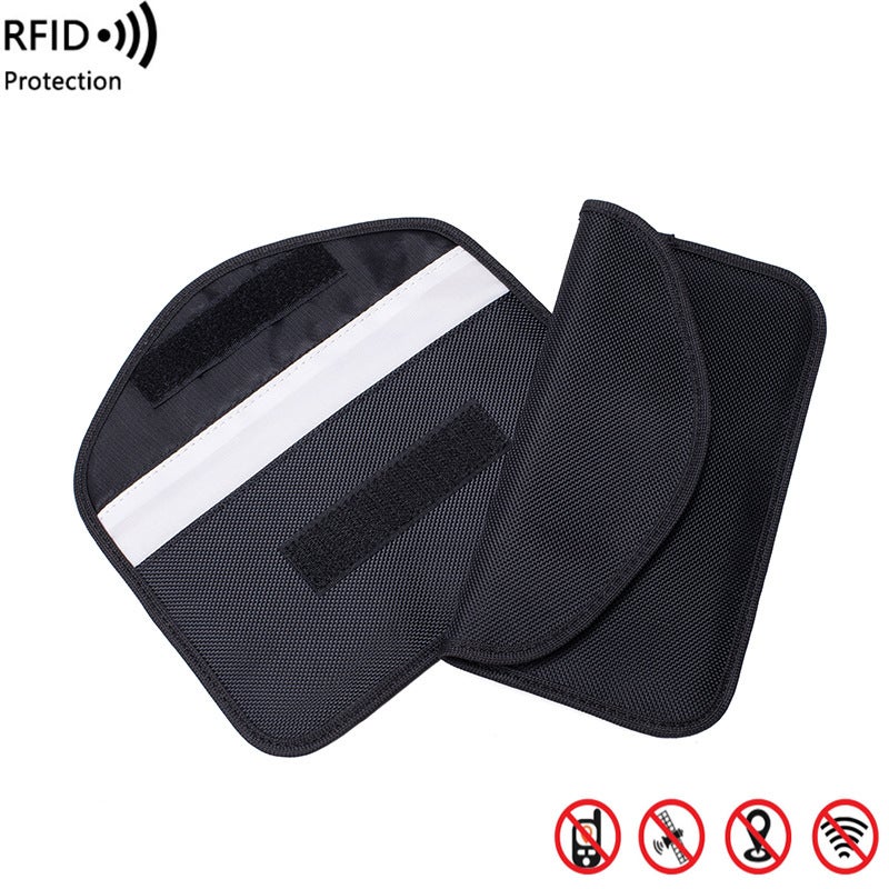 New foreign trade Oxford cloth anti-radiation package shooting car key bag 6.5 inch machine interest RFID mobile phone signal shielding bag Lining white - Image 2