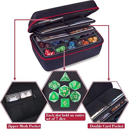 SIQUK Dice Storage Case Big Capacity DND Dice Case Dice Organizer Box With Handle and Double Removable Slotted Tray Dice Organizer Case for Dungeons Dragons and Other RPG Table Game Red - Image 5
