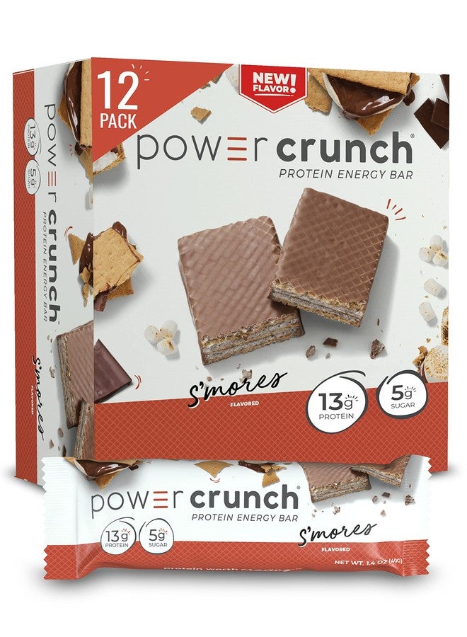 Power Crunch Protein Wafer Bars, High Protein Snacks with Delicious Taste, S'Mores, 1.4 Ounce (12 Count) - Image 1