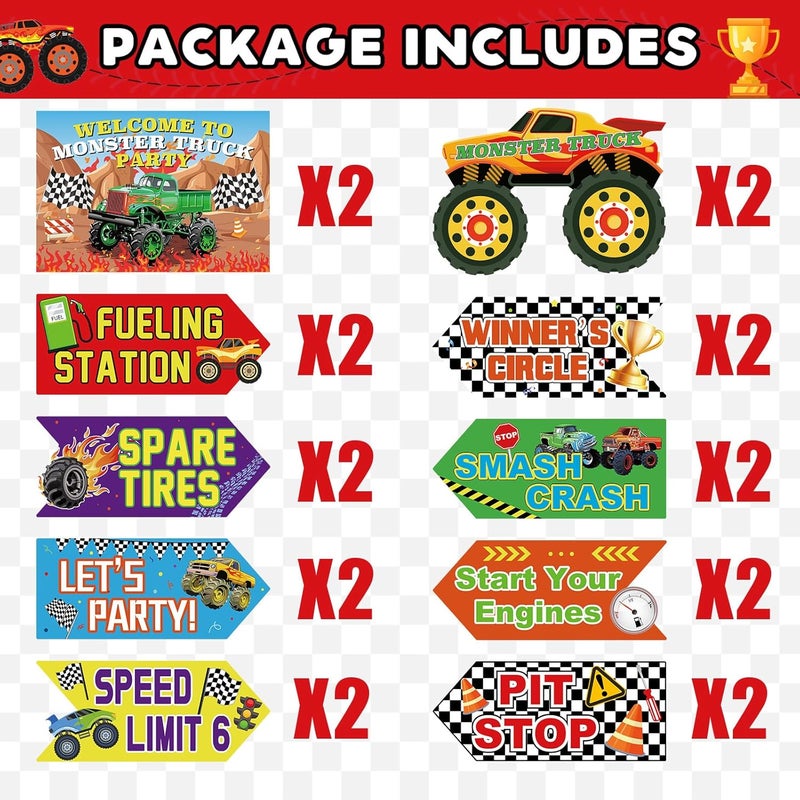 Abilat 20 Pcs Truck Party Sign Decorations Welcome to Truck Party Supplies for Boys Car Theme Birthday Decor Wall Door Porch Yard Sign Photo Booth Props - Image 2