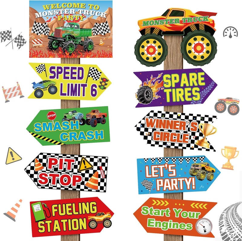 Abilat 20 Pcs Truck Party Sign Decorations Welcome to Truck Party Supplies for Boys Car Theme Birthday Decor Wall Door Porch Yard Sign Photo Booth Props - Image 1