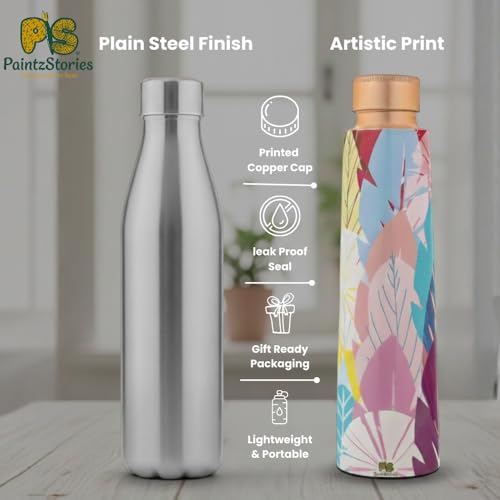 PAINTZSTORIES Cycle of Seasons Meena Print Copper Water Bottle | Handcrafted Tamba Bottle | Premium Copper Water Bottle for Home Décor, Office, Travel & Gifting | 900 ml - Image 4