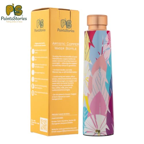 PAINTZSTORIES Cycle of Seasons Meena Print Copper Water Bottle | Handcrafted Tamba Bottle | Premium Copper Water Bottle for Home Décor, Office, Travel & Gifting | 900 ml - Image 2