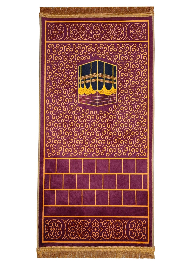 فابينني سجادة صلاة للأطفال والمراهقين 50×100 سم سجادة صلاة مدمجة للكبار للمسجد والسفر، خفيفة الوزن وضيقة مع قاعدة مضادة للانزلاق وسطح مخملي ناعم، سجادة صلاة إسلامية كستنائية - Image 3