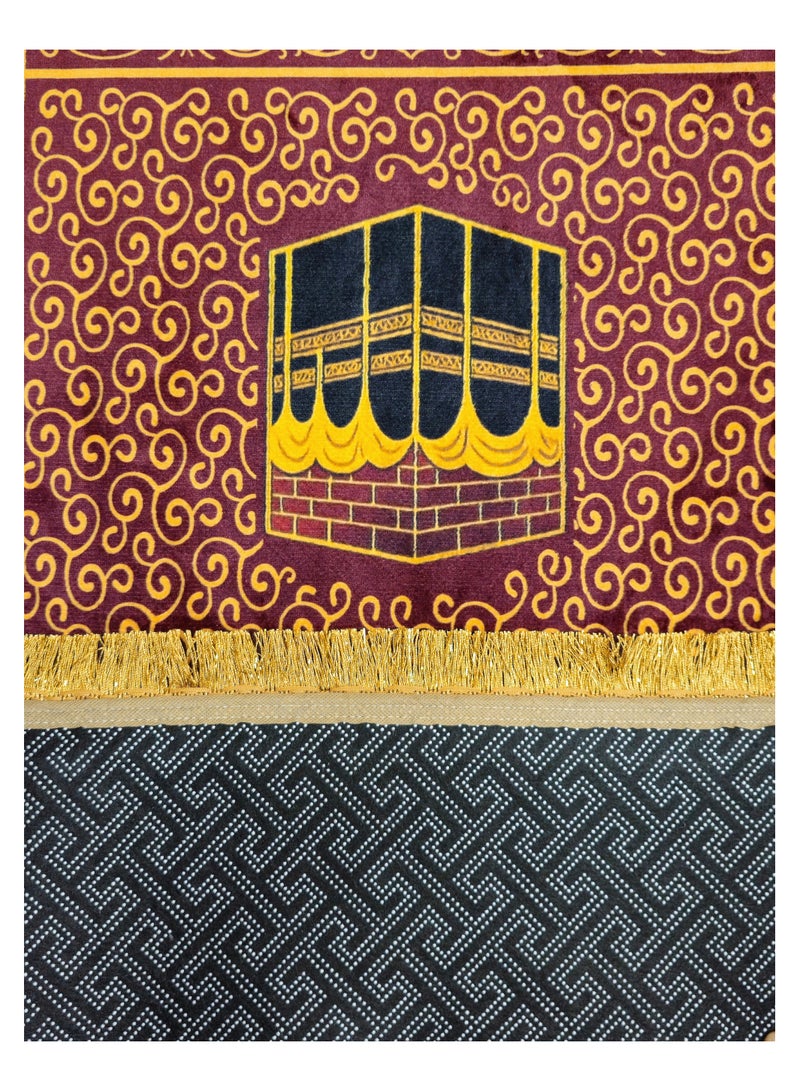 فابينني سجادة صلاة للأطفال والمراهقين 50×100 سم سجادة صلاة مدمجة للكبار للمسجد والسفر، خفيفة الوزن وضيقة مع قاعدة مضادة للانزلاق وسطح مخملي ناعم، سجادة صلاة إسلامية كستنائية - Image 4