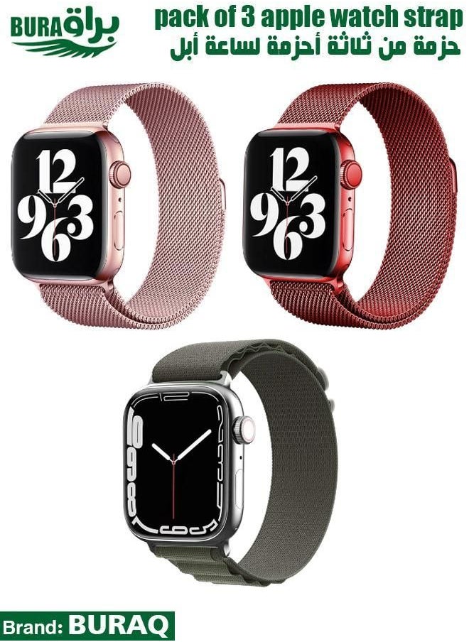 BURAQ - Apple Watch Band Strap For Apple Watch Ultra 2/Ultra 49mm, Series 10 46mm, 9/8/7 45mm, SE2/SE/6/5/4 44mm, 3/2/1 42mm - Image 1