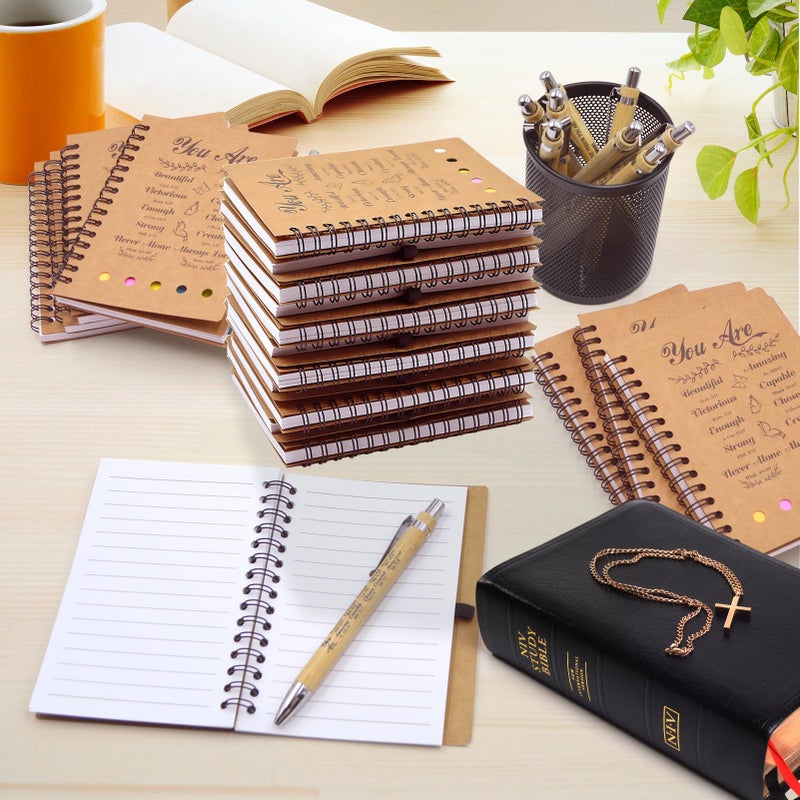 Tarevaniwa 20 Pcs/10 Set Christian Gifts Prayer Journal Set, Bible Verse Pens & Scripture Small Spiral Notebook, Bulk Inspirational Church Notes Notebook Supplies - Faith Based Gifts for Women, Christian Stuff - Image 3