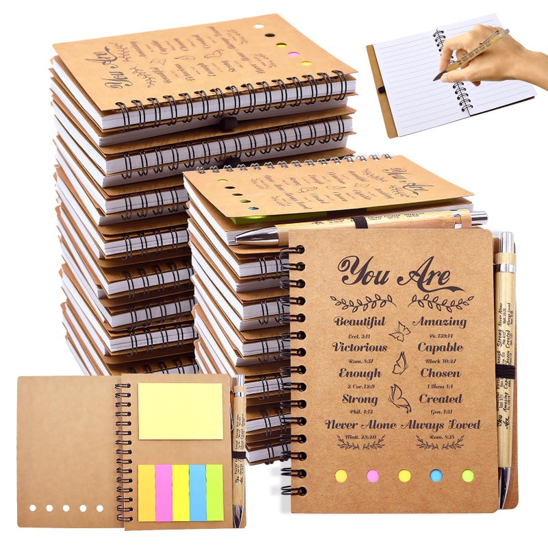 Tarevaniwa 20 Pcs/10 Set Christian Gifts Prayer Journal Set, Bible Verse Pens & Scripture Small Spiral Notebook, Bulk Inspirational Church Notes Notebook Supplies - Faith Based Gifts for Women, Christian Stuff - Image 1