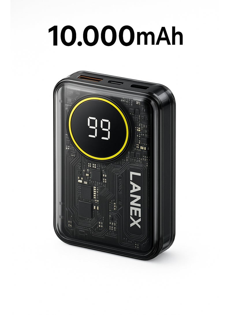 LANEX LP23 Transparent Power Bank 10000mAh, 22.5W Fast Charging with Digital Display – 1-Year Warranty from Official Egypt Distributor - Image 1