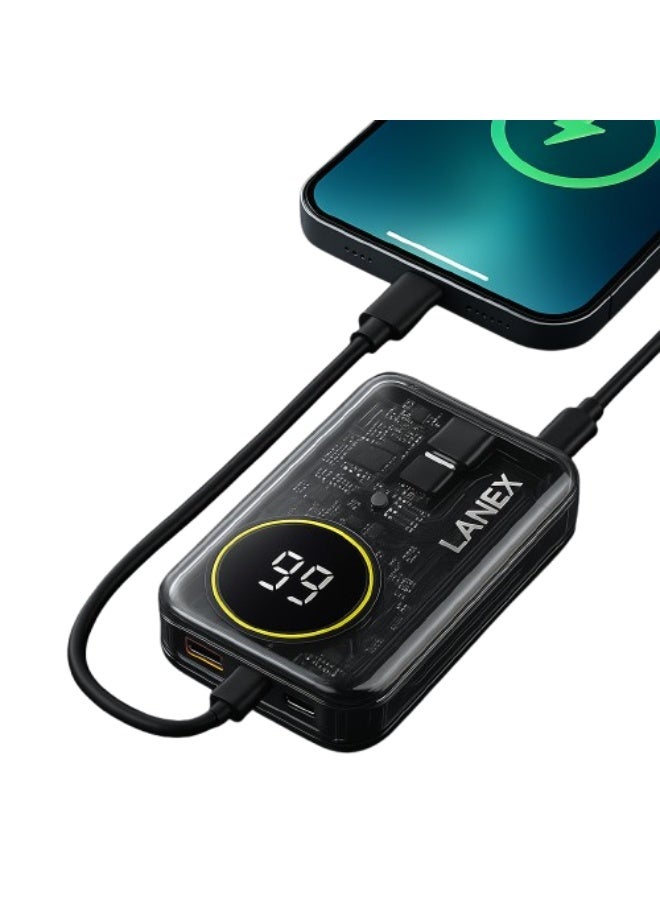 LANEX LP23 Transparent Power Bank 10000mAh, 22.5W Fast Charging with Digital Display – 1-Year Warranty from Official Egypt Distributor - Image 2