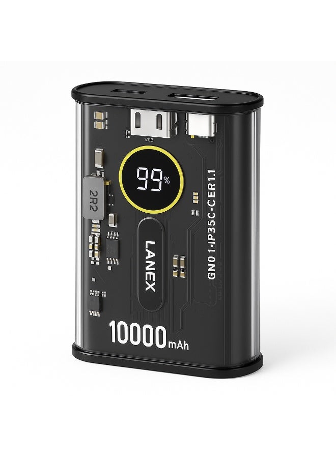LANEX LP23 Transparent Power Bank 10000mAh, 22.5W Fast Charging with Digital Display – 1-Year Warranty from Official Egypt Distributor - Image 3