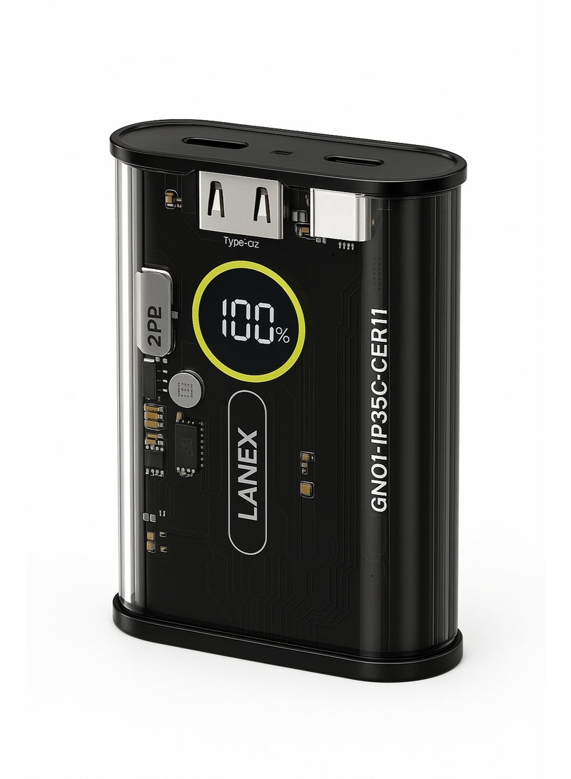 LANEX LP23 Transparent Power Bank 10000mAh, 22.5W Fast Charging with Digital Display – 1-Year Warranty from Official Egypt Distributor - Image 4