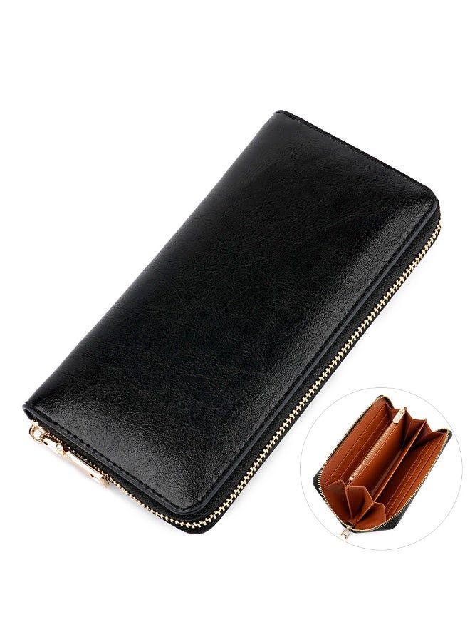 Mark Fairwhale Oil Wax Cowhide Leather Long Zipper Wallet  - Image 1
