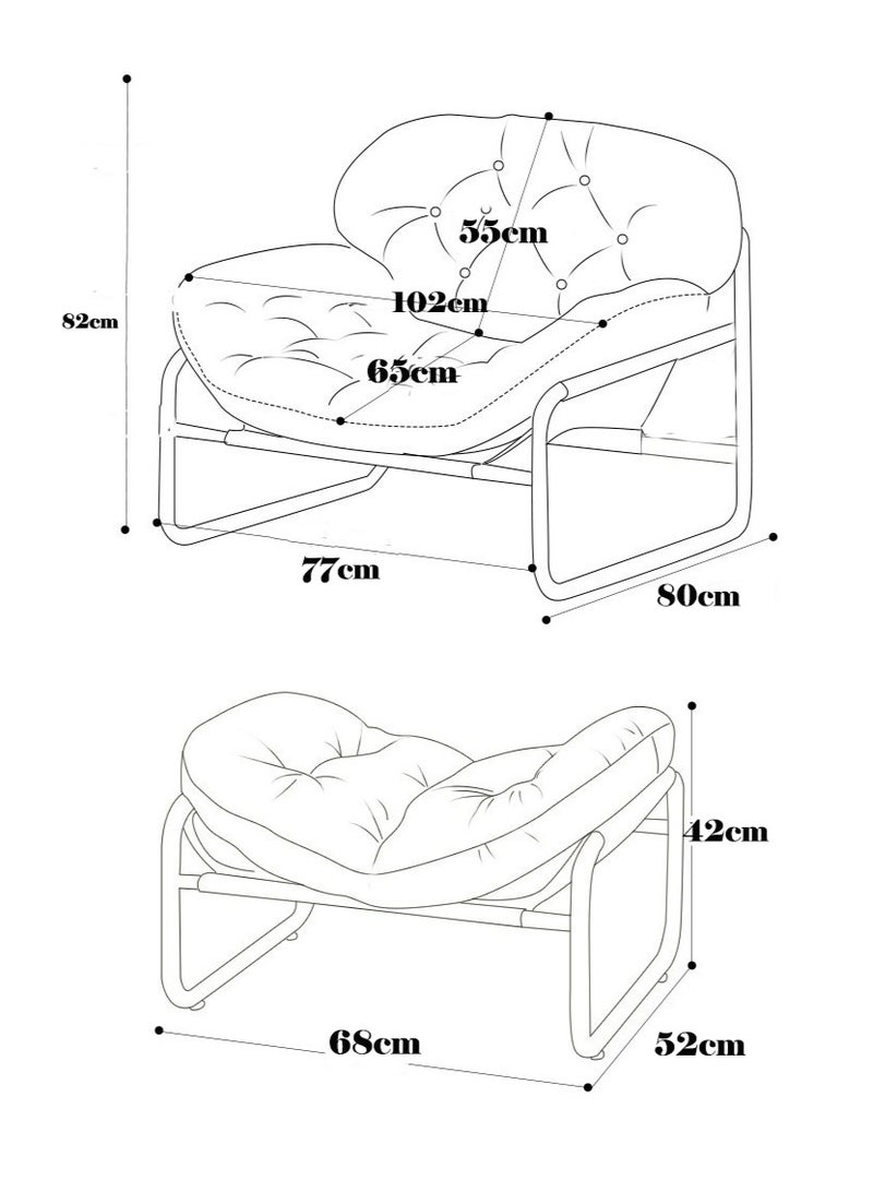 Old_Feller Bauhaus-Style Vintage Lounge Chair with Footstool  Premium Stain-Resistant PU Leather, Reinforced Chrome-Plated Base & Soft Cushioning, Ideal for Living Room/Balcony/Study/Bedroom(White) - Image 3