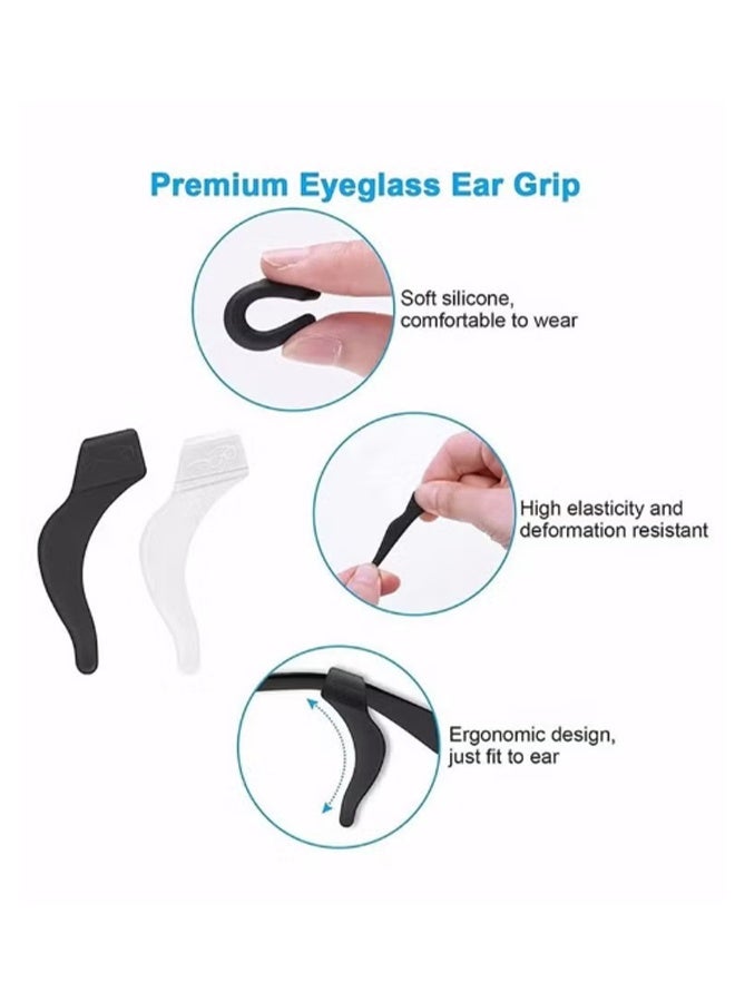 YJ 24 Pairs of Glasses Ear Clamp Non Slip Glasses Holder Premium Silicone Glasses Ear Hook Glasses Temple Tip Reading Glasses Sunglasses Sleeve Retainer, White and Black - Image 3