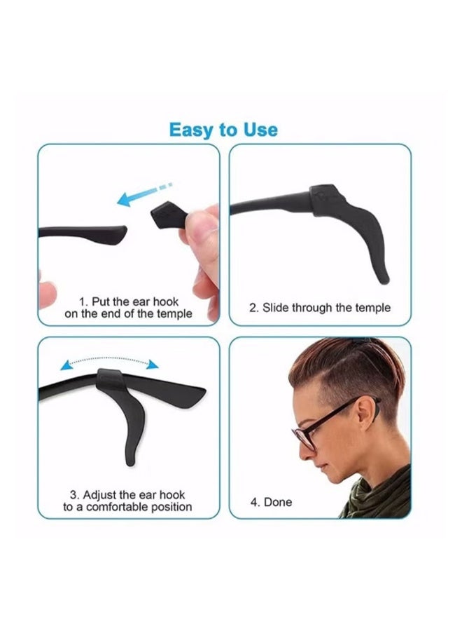 YJ 24 Pairs of Glasses Ear Clamp Non Slip Glasses Holder Premium Silicone Glasses Ear Hook Glasses Temple Tip Reading Glasses Sunglasses Sleeve Retainer, White and Black - Image 4