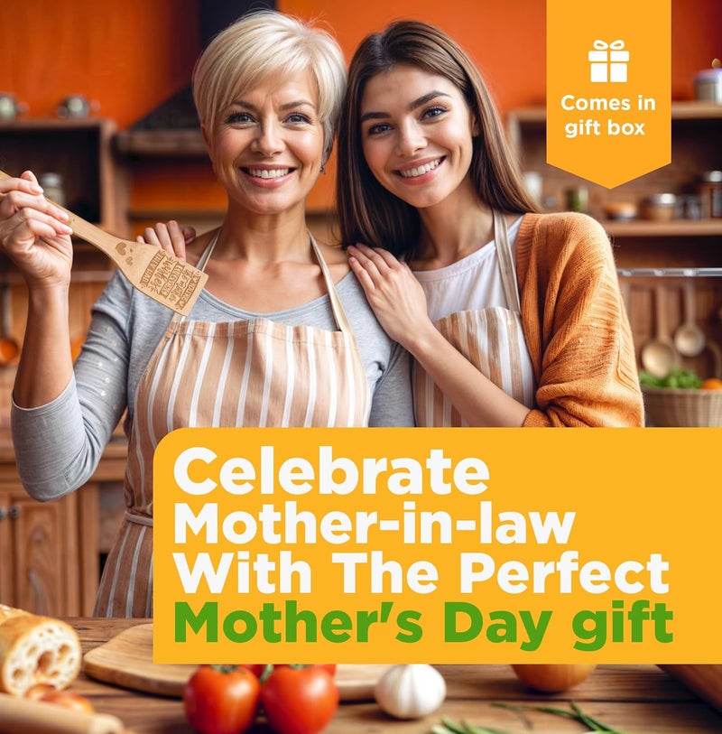Riveira Bamboo Wooden Cooking Utensils with Wood Cutting Board, Mothers Day Gifts for Mom – Great Mother's Day Gifts with Unique Design – Bamboo Cutting Board, Mother Gifts – Non Toxic Cooking Utensils - Image 2