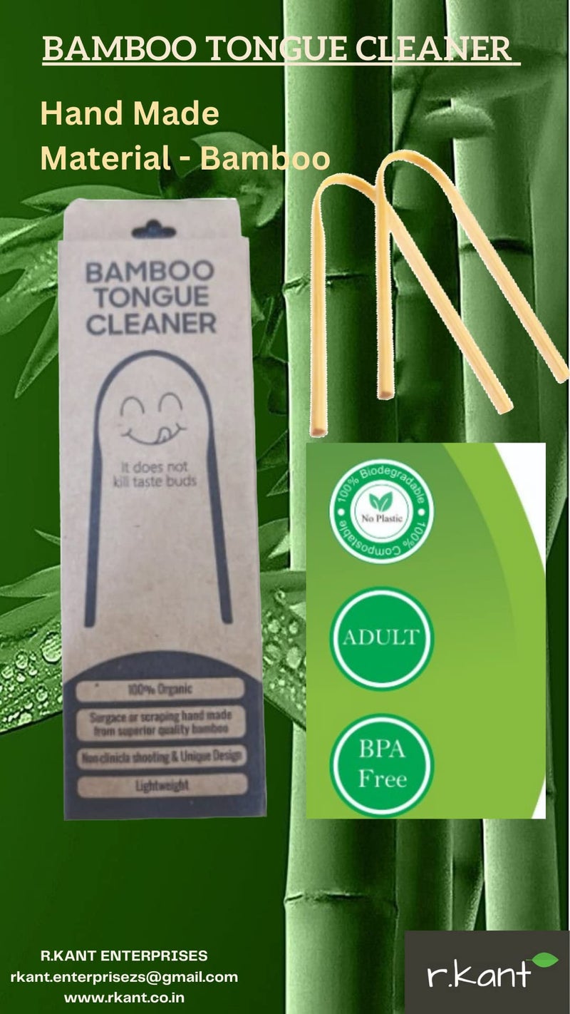 R Kant-Natural Bamboo Manual Toothbrush|Combo Adults 4 Nos, Bamboo Tounge Cleaner 1 No|Eco-Friendly Smooth Multi Colour Handle|Charcoal Infused Soft Bristles - Image 5