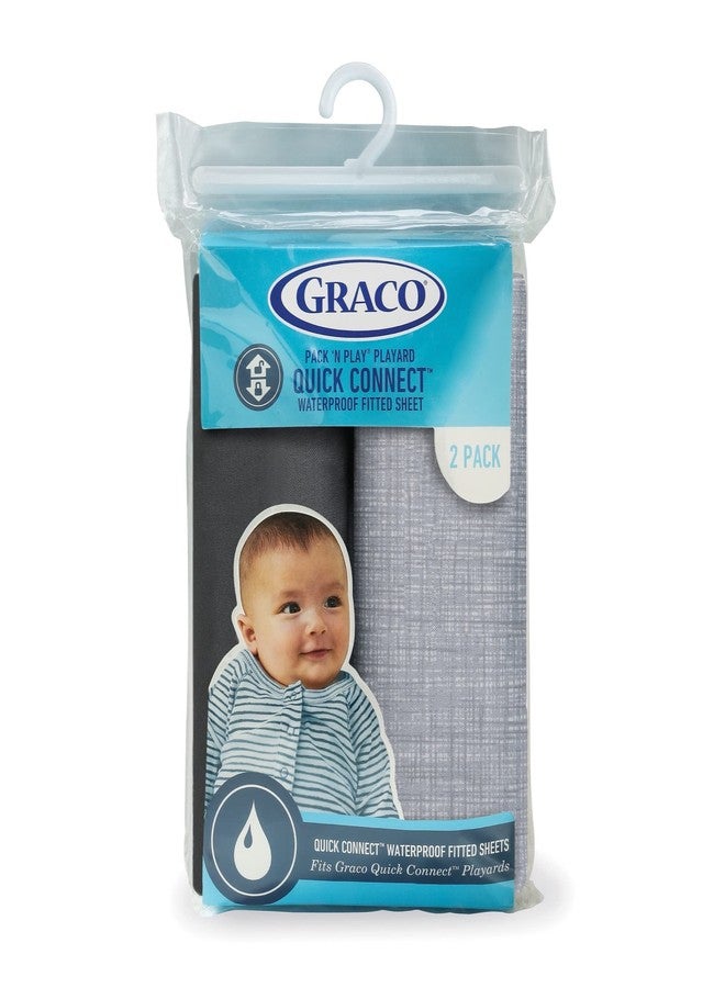 Graco® Pack 'n Play® Quick Connect™ Playard Waterproof Sheets, 2 Pack, Woven and Grey - Image 2