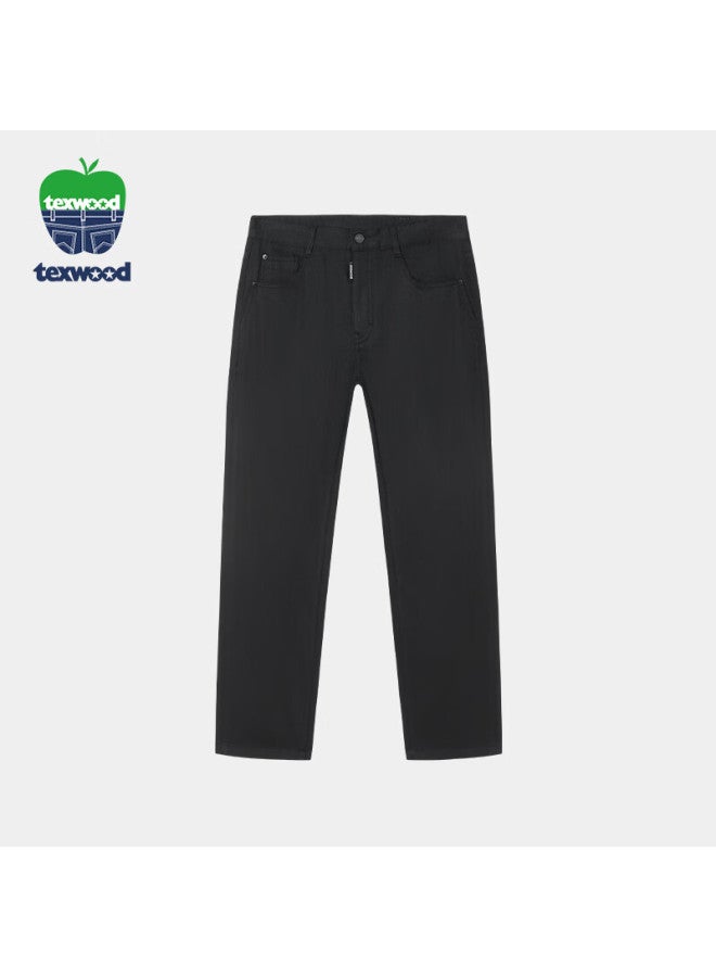Texwood Men's Summer Casual Thin Breathable Long Pants Business Commute Slim Fit Cotton Long Pants Black 31 - Image 1