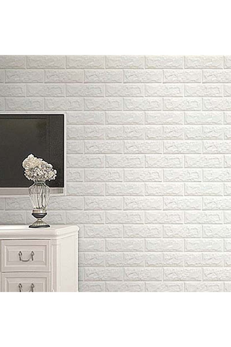 LINGWEI 3D Foam Wallpapers 10 PCS White Self Adhesive Brick Wall Strikers Removable Waterproof Brick Contact Papers - Image 5
