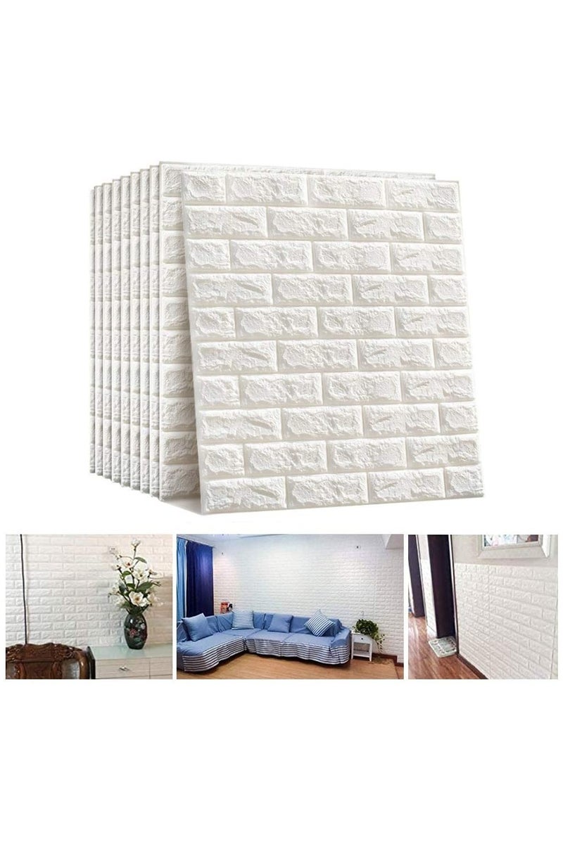 LINGWEI 3D Foam Wallpapers 10 PCS White Self Adhesive Brick Wall Strikers Removable Waterproof Brick Contact Papers - Image 1