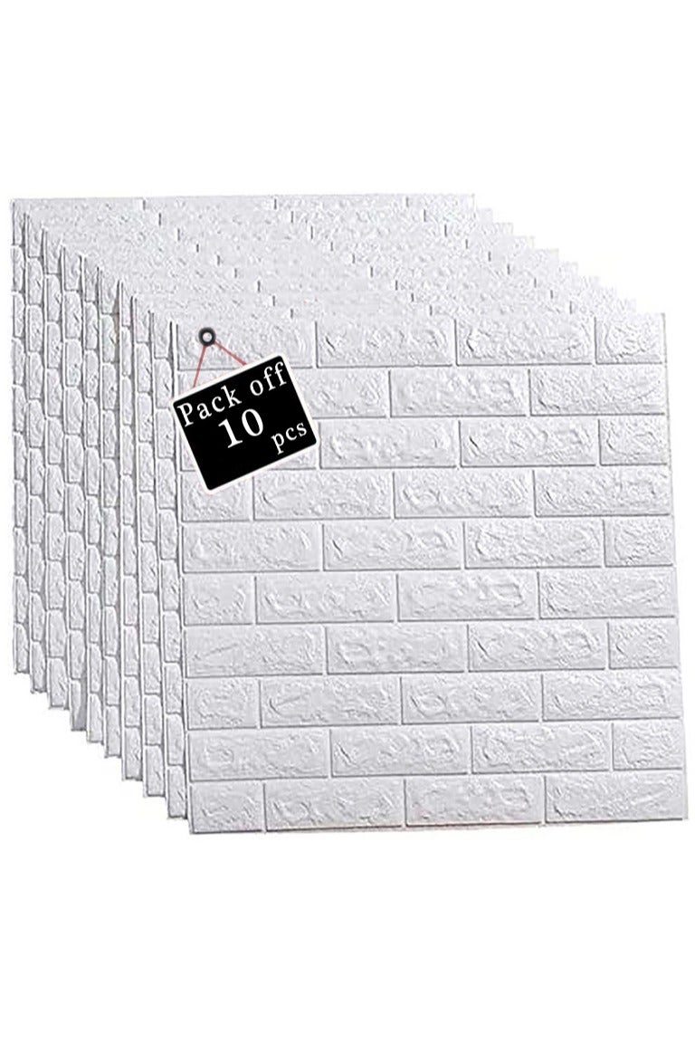 LINGWEI 3D Foam Wallpapers 10 PCS White Self Adhesive Brick Wall Strikers Removable Waterproof Brick Contact Papers - Image 2
